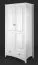 Edler Kleiderschrank in Weiß mit großen Schublade Lagopus 118, Kiefer Massivholz, 200 x 92 x 60 cm, 2 Türen, 1 Kleiderstange, 3 Einlegeböden, 4 Fächer