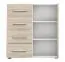 Kommode | 96 x 90 x 45 cm | Eiche / Weiß | Comarca 04 | 1 Türe | 4 Schubladen | 3 Fächer |  Zweifarbig | lange Griffe silberfarben | schlichtes Design