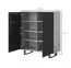 Elegante Kommode mit Push-to-open Funktion Zapopan 91, Farbe: Schwarz, Beine: Metall, Maße: 114 x 100 x 40 cm, vier Türen, acht Fächer, gute Verarbeitung
