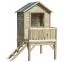 Kinderspielhaus 1C | Kiefer | kesseldruckimprägniert | Maße: 180 x 155 cm | 1 Fenster | Wandstärke: 16 mm | Balkon | schräge Leiter | Einzeltür