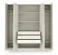 Kleiderschrank | Farbe: Kaschmir | inkl. 3 Schubladen | 4-türig | 200 x 61 x 210 cm | Edegem 01 | 3 Kleiderstangen | 7 Fächer | ABS-Kanten