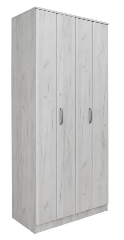 100 cm breiter Kleiderschrank mit 2 Türen | Farbe: Weiß Abbildung