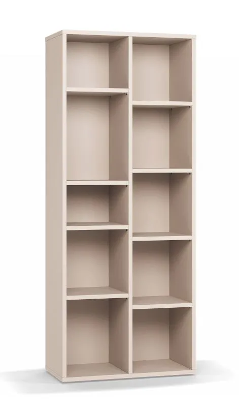 Bücherregal | 10 Fächer | Farbe: Beige | sehr stabiles Regal auch bei Belastung | Maße: 148,5 x 38 x 185 cm | 8 Holzeinlegeböden | genügend Stauraum