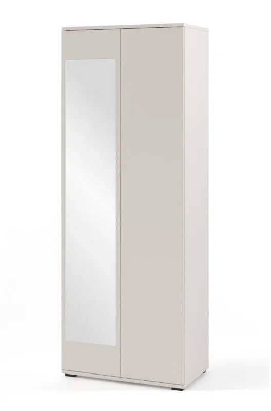 Drehtürenschrank mit einen Spiegel Boquilla 03, ein Fach, Farbe: Kaschmir, eine ausziehbare Kleiderstange, Push-to-open Funktion, Maße: 185 x 70 x 40 cm