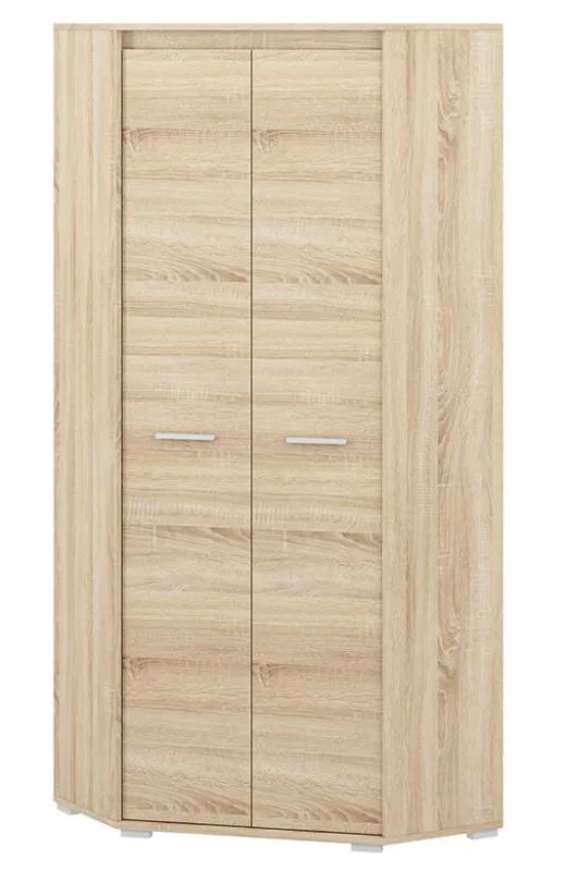 Jugendzimmer - Eckkleiderschrank, Farbe: Sonoma Eiche hell - Abmessungen: 200 x 82 x 82 cm (H x B x T) Abbildung