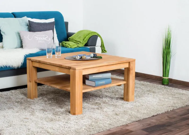 Wohnzimmertisch Kernbuche Massivholz Farbe: Natur 45x80x80 cm Abbildung