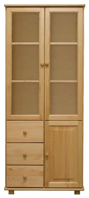 Regalschrank, Vitrine, 80 cm breit, Kiefer Holz-Massiv, Optik: Natur Abbildung