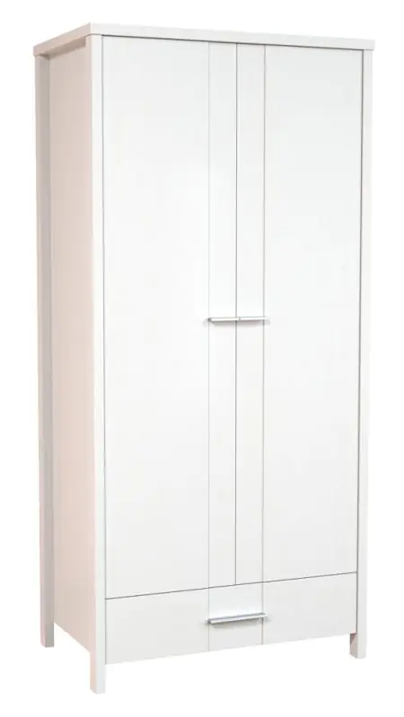 Drehtürenschrank / Kleiderschrank Caesio 01, massiv, Farbe: Weiß - Abmessungen: 191 x 90 x 55 cm (H x B x T)