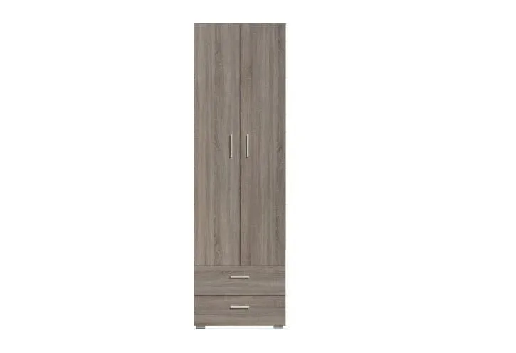 Garderobenschrank schmal, Farbe: Eiche Trüffel - Abmessungen: 202 x 60 x 41,50 cm (H x B x T) Abbildung