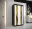 Eleganter Kleiderschrank Hochfeiler 02, Farbe: Schwarz / Weißer Marmor - Abmessungen: 200 x 100 x 62 cm (H x B x T), mit fünf Fächern