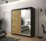 Stylischer Kleiderschrank mit genügend Stauraum Dom 95, Farbe: Schwarz matt / Eiche Artisan - Abmessungen: 200 x 180 x 62 cm (H x B x T), mit einer Spiegeltür