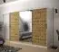 Großer Kleiderschrank mit einer Spiegeltür Dom 105, Farbe: Weiß matt / Eiche Artisan / Schwarz matt - Abmessungen: 200 x 250 x 62 cm (H x B x T), mit 10 Fächern und zwei Kleiderstangen