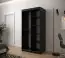 Schmaler Kleiderschrank mit genügend Stauraum Dom 05, Farbe: Schwarz matt / Eiche Artisan - Abmessungen: 200 x 100 x 62 cm (H x B x T), mit fünf Fächern und zwei Kleiderstangen