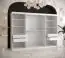 Eleganter Kleiderschrank Hochfeiler 23, Farbe: Weiß / Weißer Marmor - Abmessungen: 200 x 250 x 62 cm (H x B x T), mit drei Türen und drei Spiegel