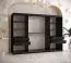 Eleganter Kleiderschrank mit genügend Stauraum Hochfeiler 70, Farbe: Schwarz / Weißer Marmor - Abmessungen: 200 x 250 x 62 cm (H x B x T), mit drei Spiegel