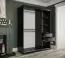 Kleiderschrank mit großen Spiegel Ätna 58, Farbe: Schwarz matt / Weißer Marmor - Abmessungen: 200 x 150 x 62 cm (H x B x T), mit zwei Kleiderstangen
