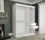 Kleiderschrank mit modernen Design Ätna 35, Farbe: Weiß matt / Schwarzer Marmor - Abmessungen: 200 x 150 x 62 cm (H x B x T), mit fünf Fächern und zwei Kleiderstangen
