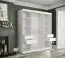 Außergewöhnlicher Kleiderschrank mit einer Spiegeltür Ätna 88, Farbe: Weiß matt / Weißer Marmor - Abmessungen: 200 x 180 x 62 cm (H x B x T), mit 10 Fächern