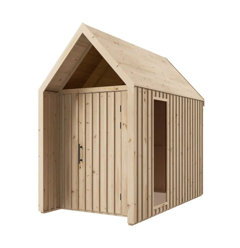 Gartenhütte mit Satteldach | Dreieckfenster | Naturbelassen | Außenmaße: 162,4 x 285,7 cm | Grundfläche: 4,64 m² | Skandinavischer Style | Malmö 31
