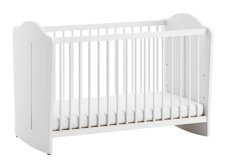 Babyzimmer Gitterbett / Kinderbett | Farbe: Weiß | Liegefläche: 60 x 120 cm | ABS-Kantenschutz | inkl. Lattenrost | Kinderzimmer | klassisches Design