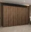 Kleiderschrank / Drehtürenschrank | Farbe: Walnuss | sechs Türen | vier Kleiderstangen | 3 Meter breit | vier Fächer | Griffe: Schwarz | Soft-Close-Funktion
