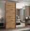 Kleiderschrank / Schiebetürenschrank | Farbe: Eiche Artisan | Soft-Close | Spiegel | 2 Schiebetüren | 245,5 x 200 x 64 cm | 2 Kleiderstangen | 11 Fächer