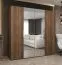 Kleiderschrank mit zwei Spiegeltüren | Farbe: Walnuss | Soft-Close-Funktion | zwei Kleiderstangen | 2 Meter breit | Griffe: Silber | Drehtürenschrank