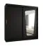 Schiebetürenschrank / Kleiderschrank Aletschhorn 19, Farbe: Schwarz, 10 Fächer, eine Spiegeltür, 2 Meter breit, zwei Kleiderstangen, Aluminiumschienen