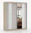 Schiebetürenschrank / Kleiderschrank mit Spiegel | Grau-Weiß / Eiche | Gorski 06 | 218 x 183 x 61 cm | 2 Türen | 6 Fächer | große Kapazität