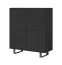 Elegante Kommode mit Push-to-open Funktion Zapopan 91, Farbe: Schwarz, Beine: Metall, Maße: 114 x 100 x 40 cm, vier Türen, acht Fächer, gute Verarbeitung