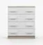 Kommode 80 cm breit | 90 x 80 x 40 cm | Weiß / Sonoma Eiche | Smolikas 09 | 4 Schubladen | weiße Holzgriffe | Zweifarbig | Kinder | Jugend
