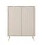 Kommode | Beige | 2 Drehtüren | 6 Fächer | 113 x 38 x 134 cm | Griffe & Beine: Metall | ABS-Kanten | modernes Lamellen Design | Highboard