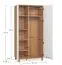 Kleiderschrank / Drehtürenschrank | zwei Kleiderstangen | inkl. LED-Beleuchtung mit Bewegungssensor | Griffe: Gold | Maße: 92,5 x 57 x 185 cm