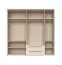 Drehtürenschrank mit fünf Türen Neiafu 73, LED-Rahmen, zwei Schubladen, verstellbare Füße, Maße: 226 x 232 x 60 cm, Soft-Close-Funktion, drei Kleiderstangen