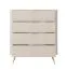 Kommode | Beige | 4 Schubladen | 88 x 38 x 101 cm | Griffe & Beine: Metall | ABS-Kanten | Highboard | modernes Lamellen Design