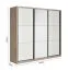 Schiebetürenschrank / Kleiderschrank | 11 Fächer | Eiche Premium / Weiß | 1 Kleiderstange | 1 Spiegeltür | 240 x 49 x 215 cm | 9 Einlegeböden