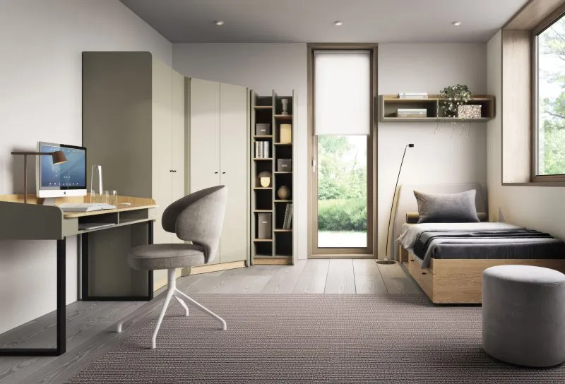 Schlafzimmer Komplett - Set D Sampont, 6-teilig, Mintgrün / Eiche dunkel, angenehmes Design, harmonische Farben, einfache und rasche Montage