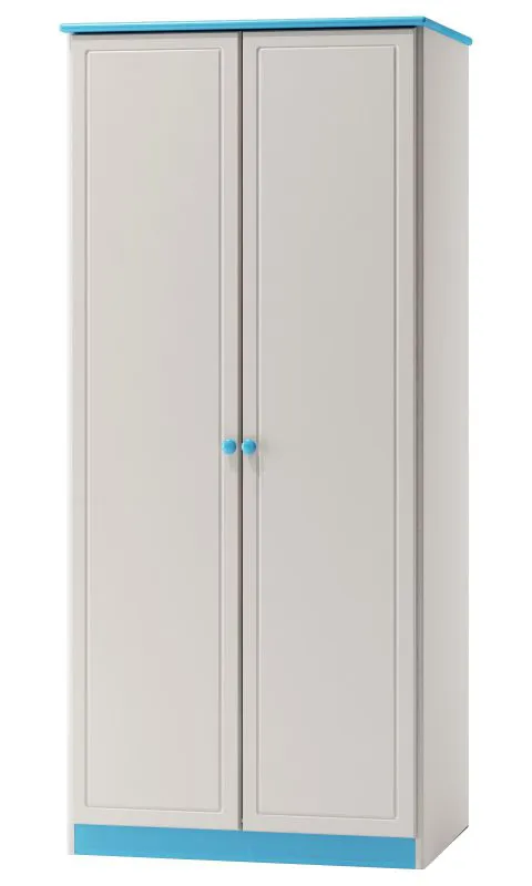 Kiefer-Schrank A-Qualität, Farbe: Weiß / Blau 182x80x60 cm Abbildung