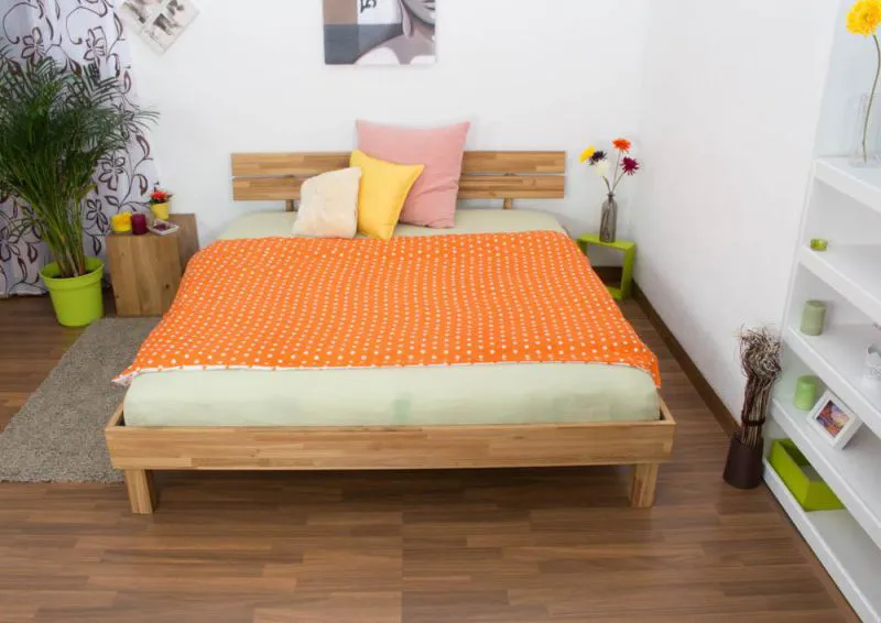 Bett 180 x 200 cm Eiche massiv geölt Abbildung