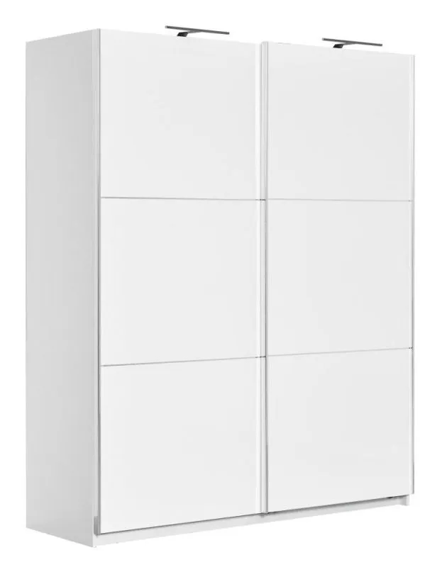 Kleiderschrank Hochglanz, Farbe: Weiß / Weiß - Abmessung: 222 x 179 x 64 cm (H x B x T) Abbildung