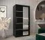Schiebetürenschrank / Kleiderschrank Jan 01B mit Spiegel, Farbe: Schwarz - Abmessungen: 200 x 100 x 62 cm ( H x B x T)