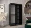 Schiebetürenschrank / Kleiderschrank Jan 02D mit Spiegel, Farbe: Schwarz / Weiß matt - Abmessungen: 200 x 120 x 62 cm (H x B x T)