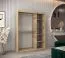 Schiebetürenschrank / Kleiderschrank Alphubel 03 mit Spiegel, Farbe: Eiche Sonoma / Weiß matt - Abmessungen: 200 x 150 x 62 cm ( H x B x T)