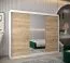Schiebetürenschrank / Kleiderschrank Bisaurin 6B mit Spiegel, Farbe: Weiß matt / Eiche Sonoma - Abmessungen: 200 x 250 x 62 cm ( H x B x T)