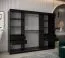 Schiebetürenschrank / Kleiderschrank Jan 06B mit Spiegel, Farbe: Schwarz / Eiche Sonoma - Abmessungen: 200 x 250 x 62 cm ( H x B x T)
