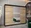 Schiebetürenschrank / Kleiderschrank Jan 06B mit Spiegel, Farbe: Schwarz / Eiche Sonoma - Abmessungen: 200 x 250 x 62 cm ( H x B x T)