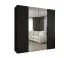 Kleiderschrank mit zwei Kleiderstangen Eiger 83, Farbe: Schwarz, zwei Fächer, zwei Spiegeltüren, 2 Meter breit, Griffe: Schwarz, Soft-Close-Funktion