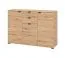 Kommode mit drei Türen Pecini 03, Farbe: Eiche Artisan, zwei Schubladen, Sideboard, acht Fächer, ABS-Kanten, Maße: 95 x 135 x 40 cm, modernes Design