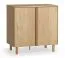 Kommode | klein | 2 Türen | Farbe: Eiche | 83 x 46 x 83 cm | Soft-Close Funktion | verstellbare Einlegeböden | Griffe & Beine: Eichenholz | 5 Fächer