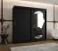Kleiderschrank / Schiebetürenschrank Lagginhorn 19, Farbe: Schwarz, eine Spiegeltür, 2 Meter breit, 10 Fächer, Aluminiumschienen, zwei Kleiderstangen